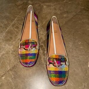 Stuart Weitzman Multicolored "Showpiece" Loafer- Tinsel Silk